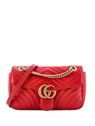 Gucci GG Marmont Flap Bag Matelasse Leather Medium shoulder bag - Red