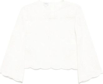 Giambattista Valli round-neck top - women - Cotton/Polyester - 44 - White