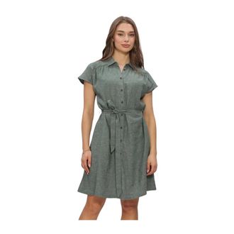 Moss Copenhagen MSCHViana Ginia SS Shirt Dress - Dames - Shirt Kleedjes - Groen - XL - Linnen - Kleedjes