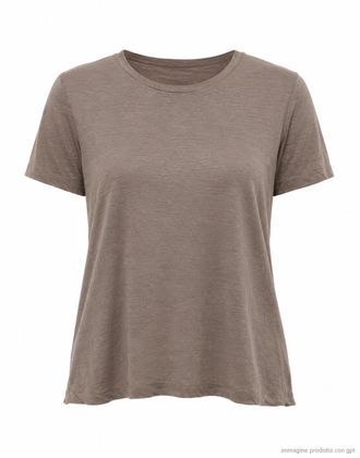 Transit Par-Such Taupe Round Neck Linen T-Shirt