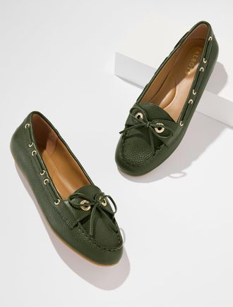 Talbots Everson Pebble Leather Driving Loafers - Dark Olive - 10 1/2 M Talbots