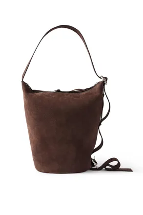 Loewe Loop Medium Logo-Debossed Nubuck Bucket Bag