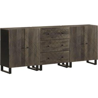vidaXL Vidaxl - Aparadores 3 Piezas Madera Maciza Mango Negro 60x33x75 Cm
