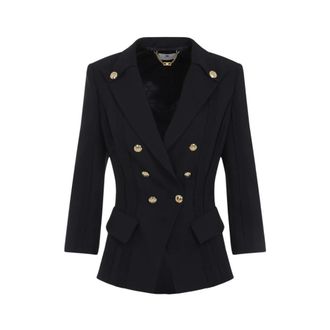 Elisabetta Franchi Blazers, female, Blue, Size: XL Button Double-Breasted Jacket