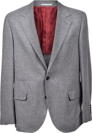 Brunello Cucinelli Grey Cashmere Three-Button Blazer, Brand Size 48 (US Size 38)