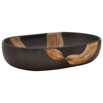 Berkfield Home Countertop Basin Black Oval 59x40x14 cm Ceramic | Size: 59 x 40 x 14 cm