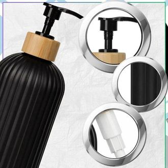 OEM Dispensador De Jab&oacute;n De 500 Ml, Botella Con Dosificador De Color Negro, Acabado Imitaci&oacute;n Madera, Para Ba&ntilde;o