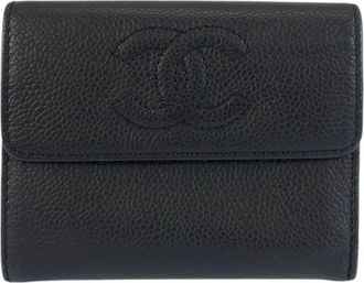 Chanel Black Leather Wallet (Tri-Fold) (Pre-Owned)