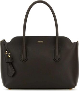 Tom Ford Natural Grain Leather Medium Top Handle - Dames - Shoppers - Bruin - ONE Size - Leer - Tassen