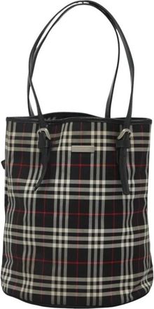 Burberry Pre-owned Tote Bags, female, Black, Size: ONE SIZE Pre-owned Haymarket Check Tote Bag
