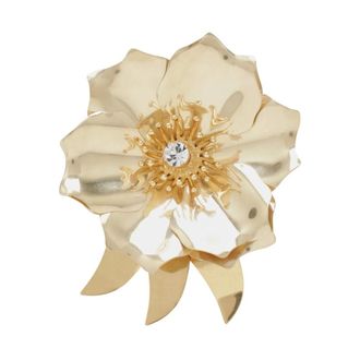 Miu Miu Metal Brooch With Crystal - female - Miu Miu - Brooches - Beige - ONE SIZE - Accessories