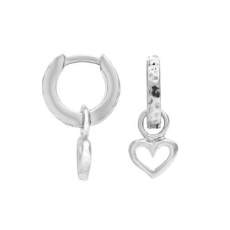 Dower & Hall Hammered Heart Charm Huggie Hoops