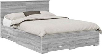 vidaXL Estructura De Cama Con Cabecera Gris Sonoma 140 X 190 Cm Vidaxl