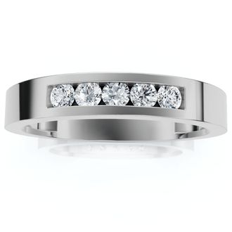 Pompeii3 Mens 1/4Ct Channel Set Diamond Wedding Ring 14k Gold Lab Grown