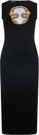 Roberto Cavalli Embroidered Dress - Dames - Feestkleedjes - Zwart - L - Polyester - Kleedjes