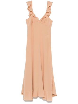 Chlo&eacute; Cr&ecirc;pe de chine maxi-jurk - Beige