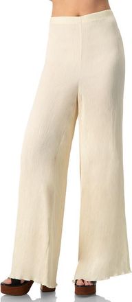 Ivonne Elastic Waistband Pleated Wide-Leg Pants in Ivory at Nordstrom, Size 14