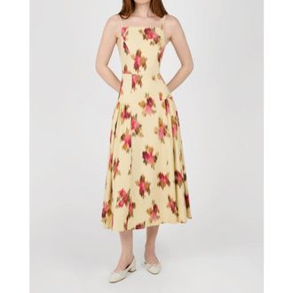 WeWoreWhat Blurred Floral Flare Panel Midi Dress in Sand Multi at Nordstrom, Size 14
