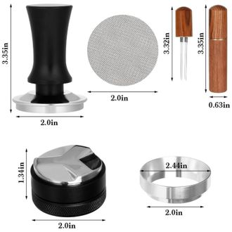 OEM Kit De Mortero Para Espresso De 51 Mm: Mortero Con Resorte, Dosificaci&oacute;n Ajustable, Nivelador, Reutilizable, Filtro Port&aacute;til, Paquete De 2 Unidades