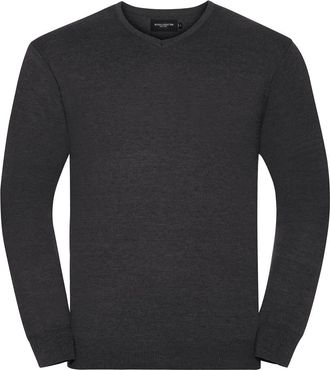 Russell Athletic Russell Collection Heren Gebreid V Hals Sweatshirt (Houtskool mergel)