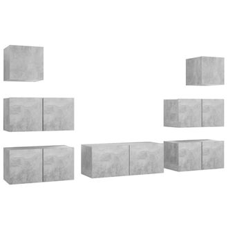 Berkfield Home 7 Piece TV Cabinet Set Concrete Grey Engineered Wood