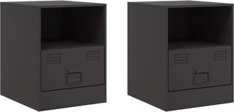 vidaXL Bedside Cabinets 2pcs Black 34.5x39x44 cm Steel Vidaxl