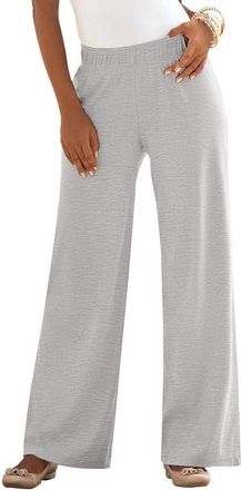 Roaman's Plus Size Pull On Wide Leg Soft Knit Pant in Medium Heather Grey at Nordstrom, Size Small