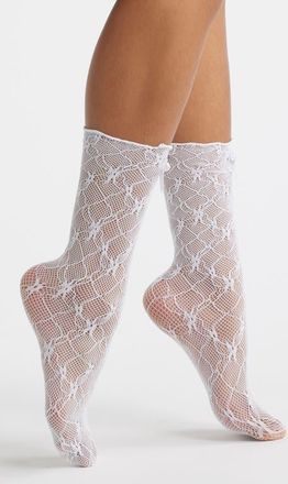 Stems Love Lace Bow Socks in White at Nordstrom