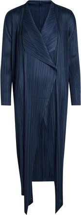 Pleats Please Issey Miyake Pleated Woven Coat - Navy - 5