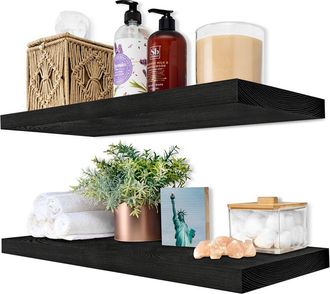 Sorbus Set Of 2 Solid Wood Floating Shelves