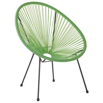 Beliani Beliani - Silla De Balc&oacute;n De Rat&aacute;n Sint&eacute;tico Verde Resistente A La Intemperie Sala De Estar Jard&iacute;n Bistr&oacute; Moderno Acapulco Ii