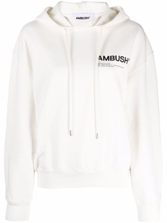 AMBUSH logo-print drawstring hoodie - women - Cotton - S - White