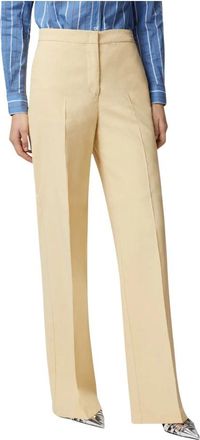 Pinko Jacopone Pantalone - Dames - Wijde Broeken - Geel - XS - Polyester - Broeken