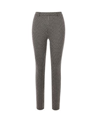 Patrizia Pepe Black-Beige Houndstooth Stretch Viscose-Blend Skinny Pants