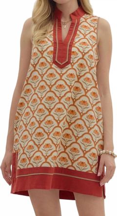 Entro Autumn Breeze Mini Dress In Floral Scallop Motif