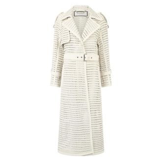 Philipp Plein Weaved Leather Trench Coat - - Coats - Donna - Beige - XL