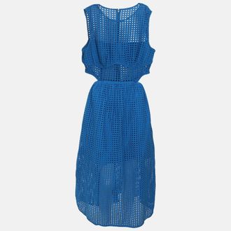 Self Portrait Cutout Broderie Anglaise Cotton Midi Dress