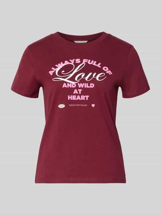 Tom Tailor Denim Regular Fit T-Shirt aus reiner Baumwolle in Bordeaux, Gr&ouml;&szlig;e XS