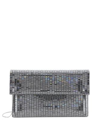Twentyfourhaitch pixel-pattern clutch bag - Silver