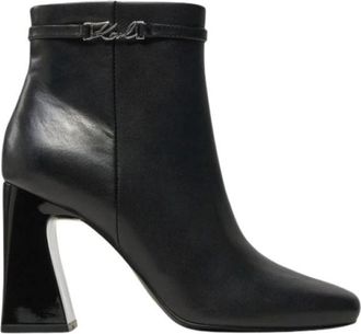 Karl Lagerfeld Kl 33150 Enkellaarsjes - Dames - Laarzen met Hak - Zwart - 39 EU - Leer - Schoenen