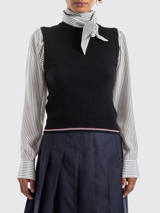 Thom Browne Top in maglia di lana slim fit con iconiche 4-bar a contrasto