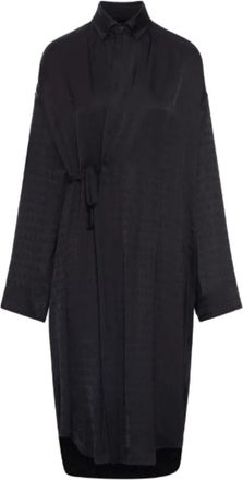 Balenciaga Wikkel Midi Jurk - Dames - Wikkelkleedje - Zwart - S - Leer - Kleedjes