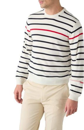 Robert Talbott Cooke Engineered Stripe Sweater in White And Navy at Nordstrom, Size Xx-Large