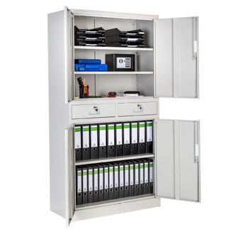 TecTake Armario archivador de acero 2 cajones 180x90x40 cm gris