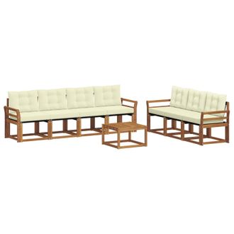 vidaXL Conjunto De Sof&aacute;s De Exterior Con Coj&iacute;n 8 Pcs Natural Y Crema Vidaxl