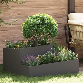 Berkfield Home Planter Black 80x80x50 cm Cold-rolled Steel | Size: 80 x 80 x 50 cm