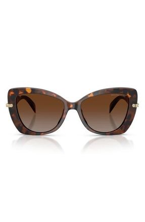 Michael Kors Atlanta 55mm Gradient Polarize Butterfly Sunglasses in Luggage Tortoise /Brown Polar at Nordstrom