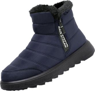 Generic Knee Length Boots for Women Deer Prints Flat Round Toe Lazy Suede Shoes Boots Leather Walking Boots (Blue, 4.5)