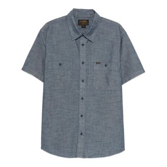 Filson Kortmouw Chambray Overhemd met Borduursel - Heren - Korte mouwen Overhemden - Blauw - S - Katoen - Overhemden