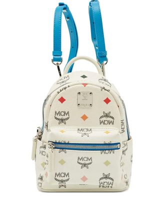 MCM mini Stark coated canvas backpack - women - Fabric/Calf Leather/Calf Leather - One Size - Neutrals